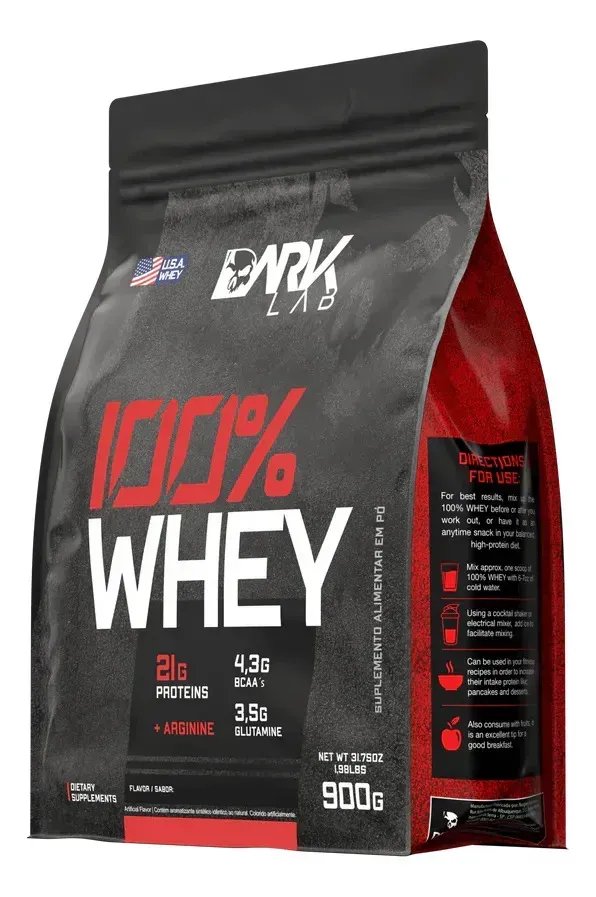 Whey Protein Concentrado 100 900g Refil Dark Lab Sabor Cappuccino