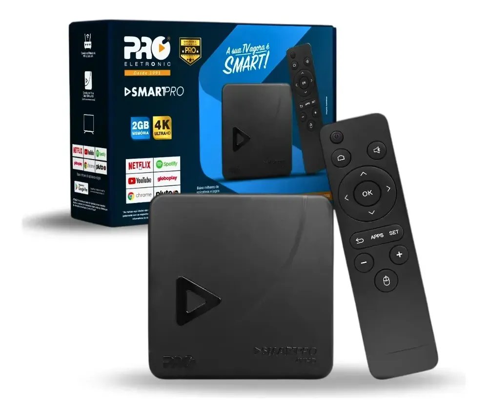 Tv Box Proeletronic SmartPro 4k, com Android 10 E 16gb Smart Box PROSB-3000/16GB