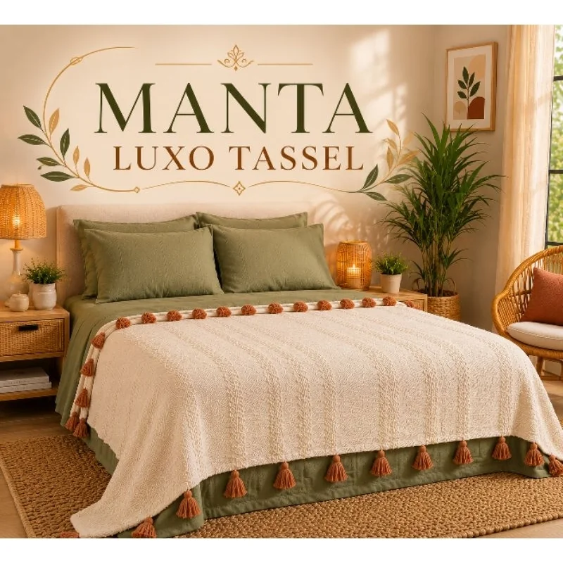 ✨Manta para Sofa Cama com Pompom