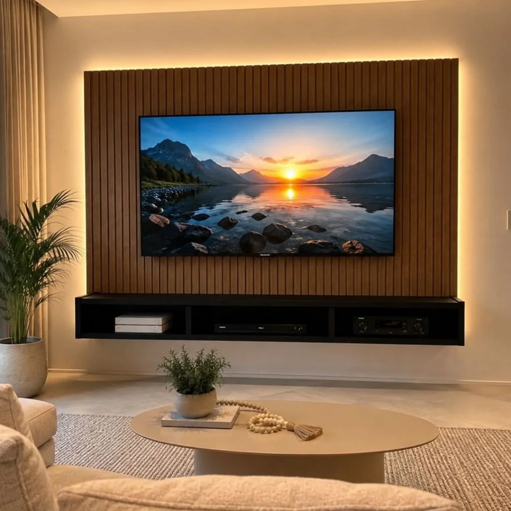 ✨Rack Suspenso para TV até 60 Polegadas Painel Decorativo c/ Nicho