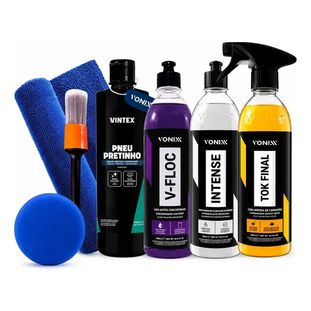 Kit Lavagem Automotiva Vonixx V-Floc Cera Intense Pretinho 500ml