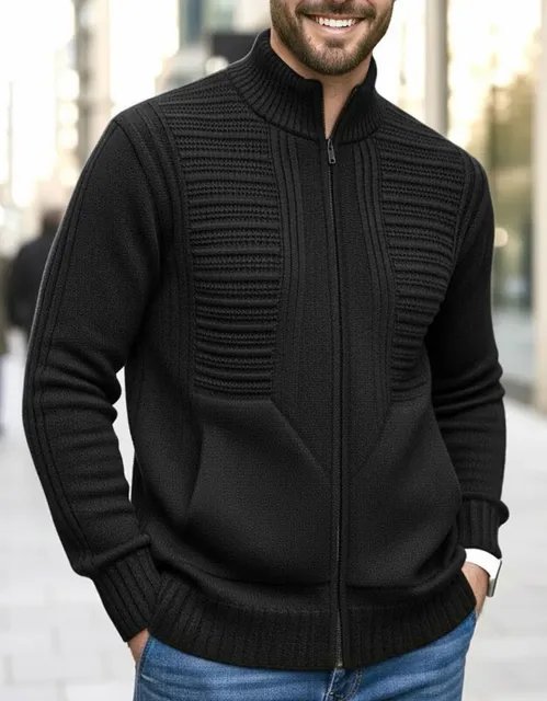 Jaqueta Masculina Zíper Bolsos Blusa De Frio Grossa Lã Trico (P ao GG)