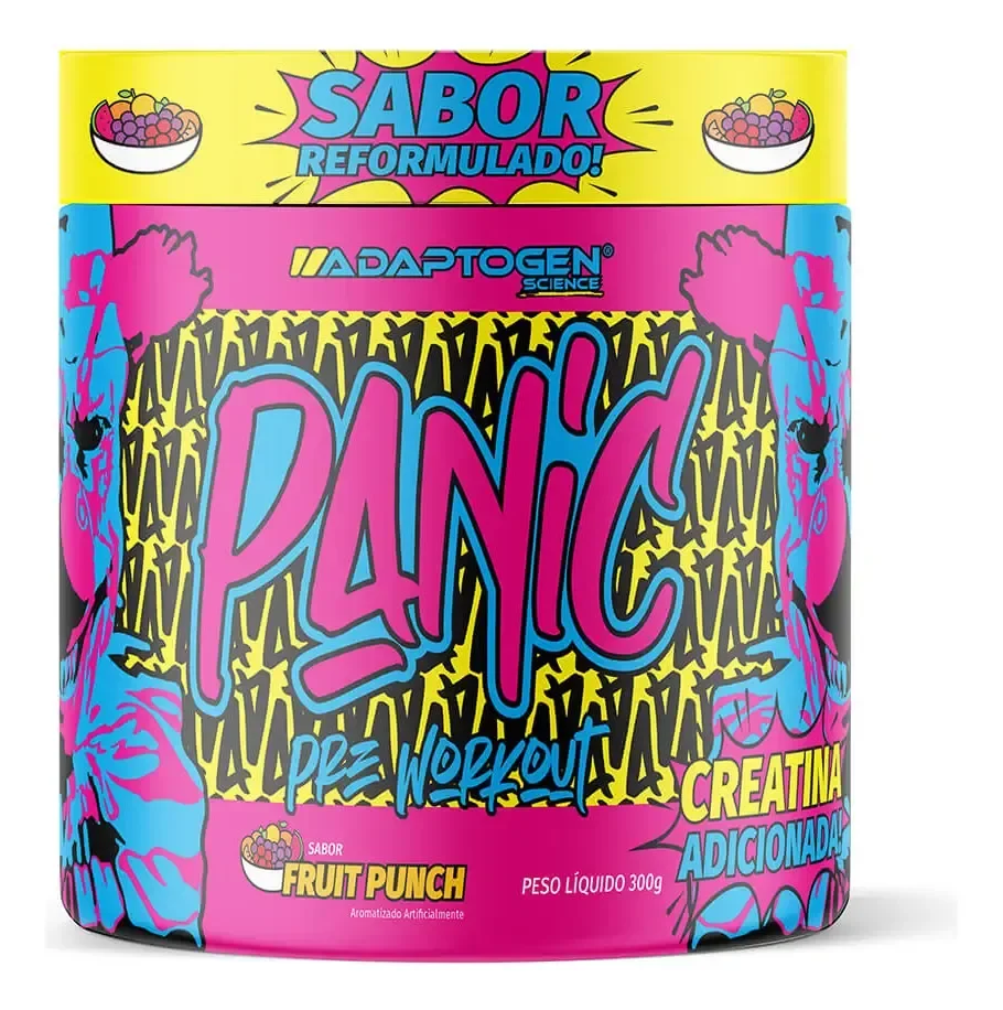 ✨Suplemento Em Pó Adaptogen Science Panic Pré Treino com creatina Pote 300g Sabor Suco De Frutas✨️