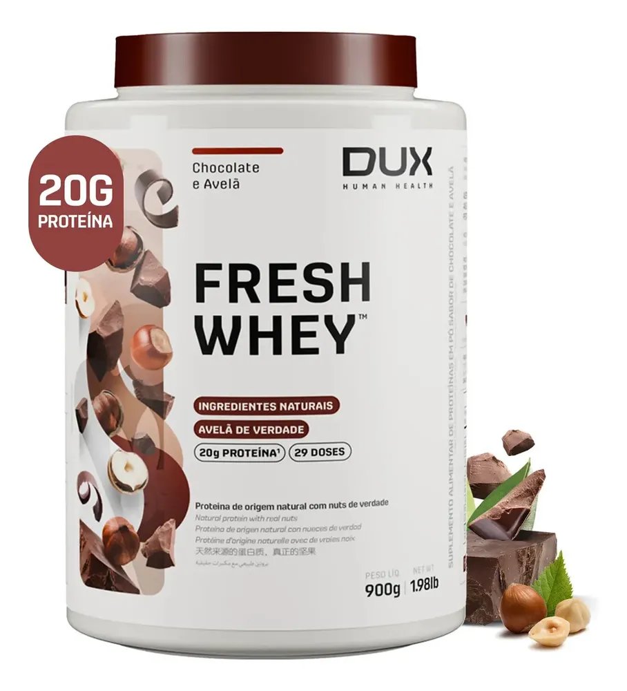 Fresh Whey DUX 900g Chocolate Belga e Avelã Pote Natural