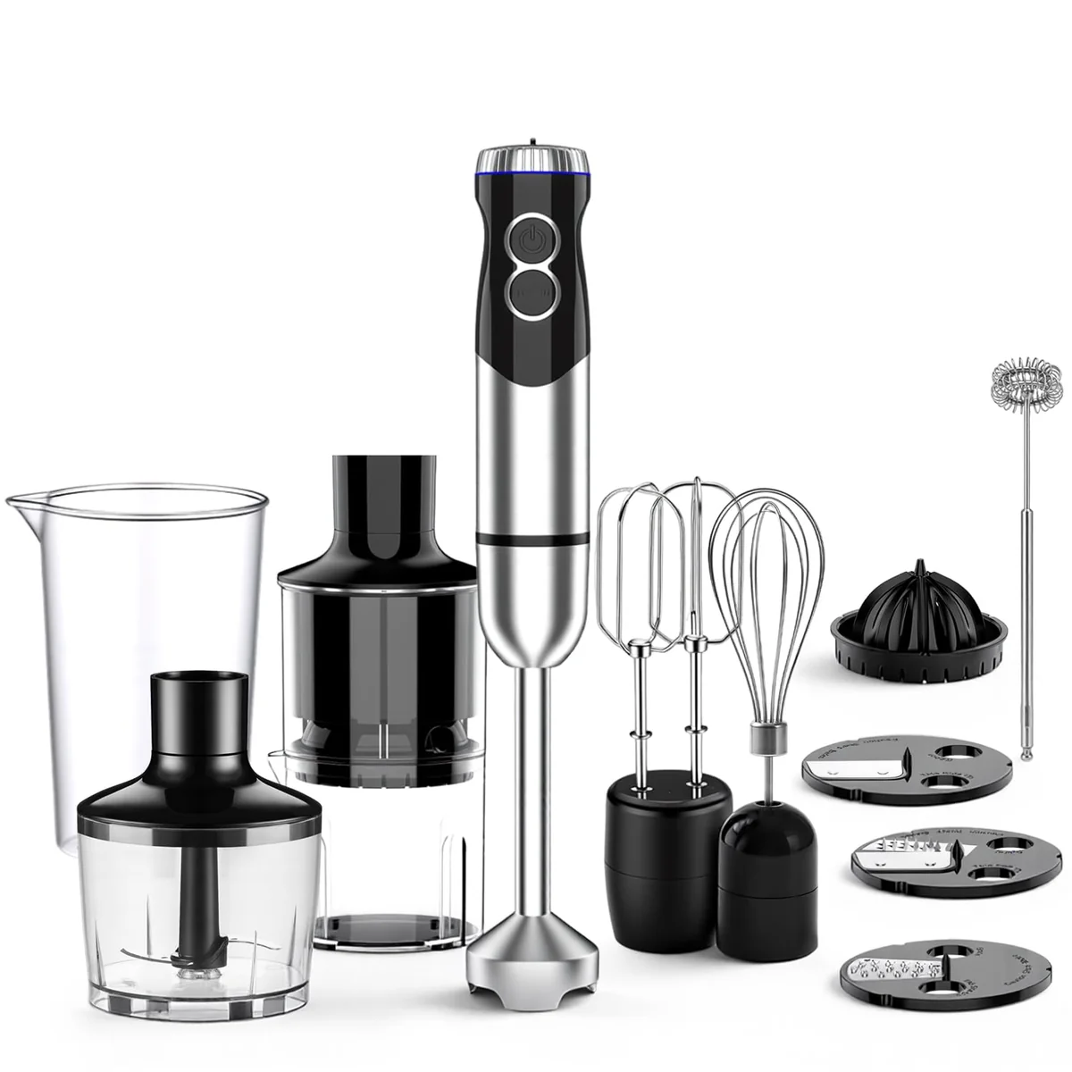 Mixer de mão 12 em 1, Kit com 12 Acessórios (Mixer, Fatiar, Picar, Misturar), Motor Potente de…