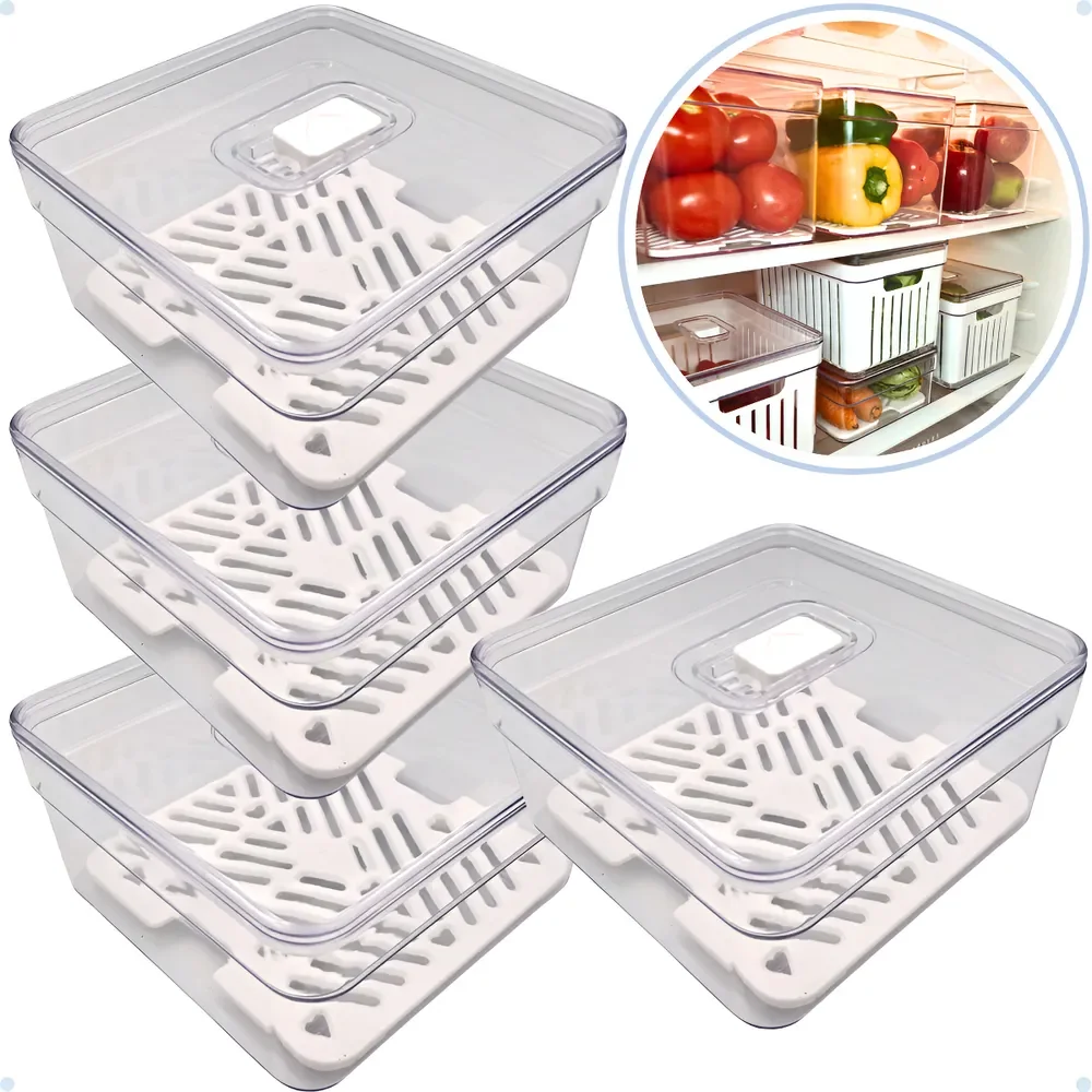 Kit 4 Organizador De Geladeira 1,4l Acrílico Transparente