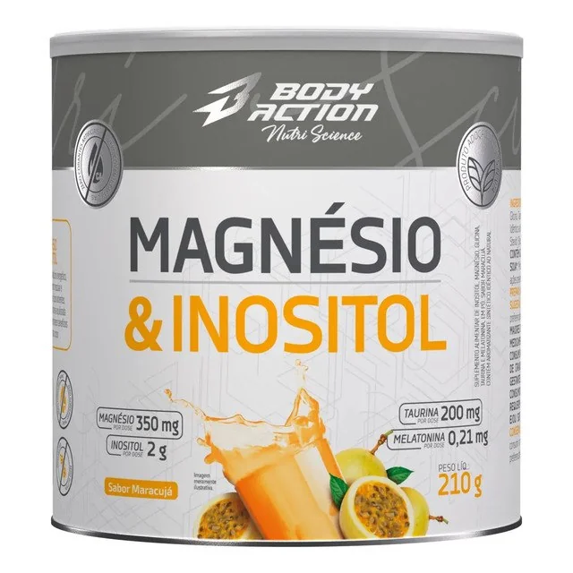 ✨Magnésio E Inositol Taurina Melatonina 210g Bodyaction Sabor Maracujá