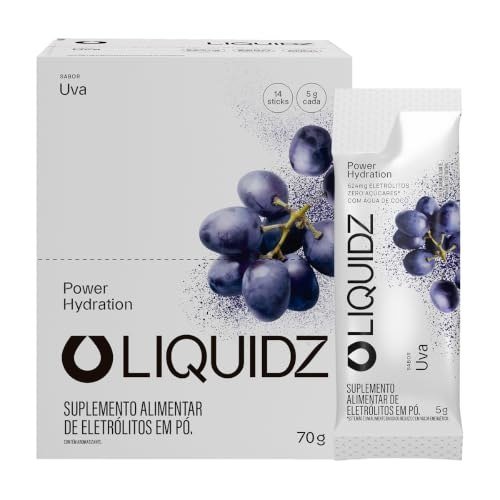 ✨ LIQUIDZ® - Eletrólitos Zero Açúcares - Sabor Uva - Kit 1 Caixa - 14 Sachês