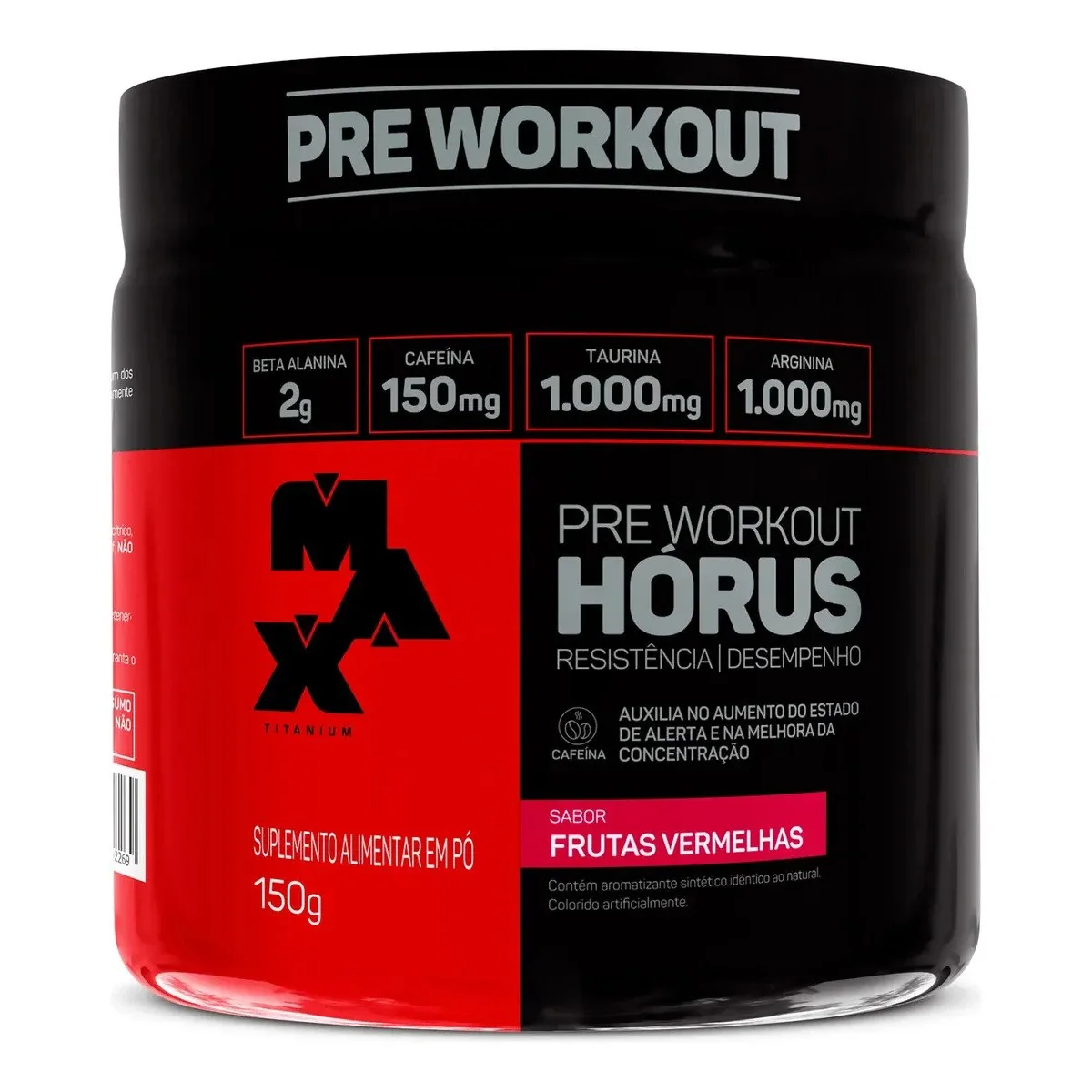 ✨ Pré Treino Hórus 150g Max Titanium Frutas Vermelhas Energia Sustentada