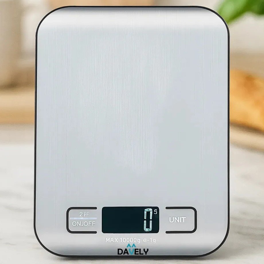 ✨ Balança Digital Davely de Cozinha Inox Fitness 10kg para Pesar Alimentos Ou Confeitaria Profissional Precisão Profissional E Uso Domestico Nutricional