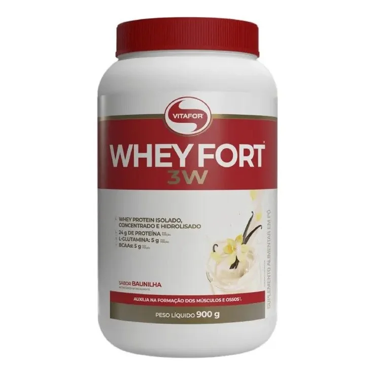 ✨ suplemento alimentar Whey Fort 3W Baunilha 900g Vitafor