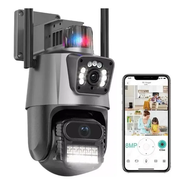 ✨ Câmera Segurança Wifi Ip Lente Dupla 2x 3mp Externa 360° A prova Dágua Cor Cinza