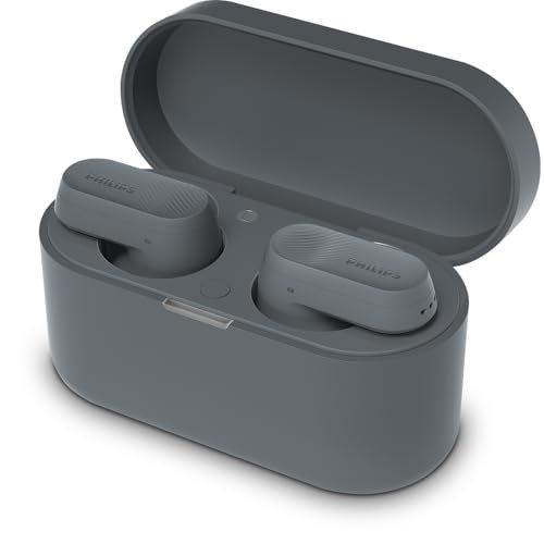 ✨ PHILIPS, Fone de Ouvido Sem Fio TWS, TAT3509GY/00, Bluetooth, Com Cancelamento de Ruído Ativo ANC, Até 24 horas de bateria, Cinza