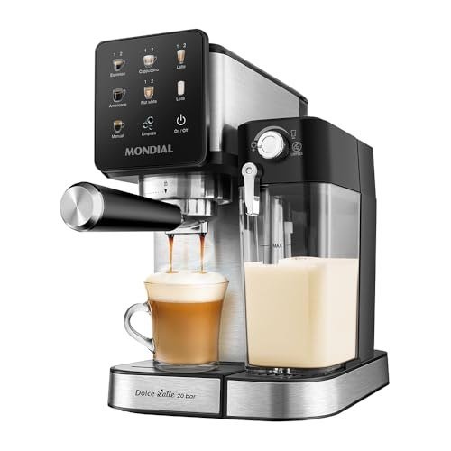 ✨ MONDIAL, Cafeteira Espresso Automática Dolce Latte 20 bar, Preto/Inox 1250W, 110V - CCL-01