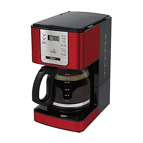 ✨ Oster Cafeteira Flavor Programável, 1,5L, 110V, Vermelha/Preto, 1000W, BVSTDC4401RD