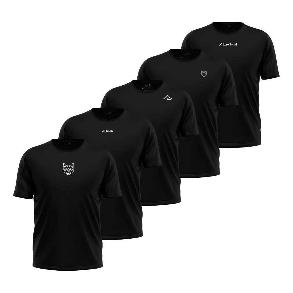 ✨ Kit 5 Camisetas Dry All Black Alpha