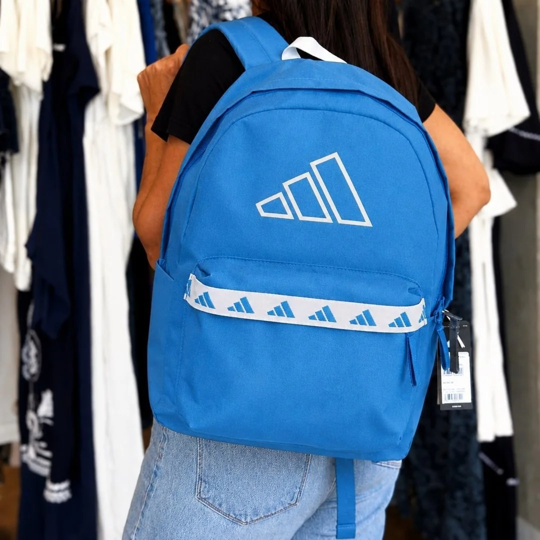 ✨Mochila Clássico Fita adidas Azul Liso