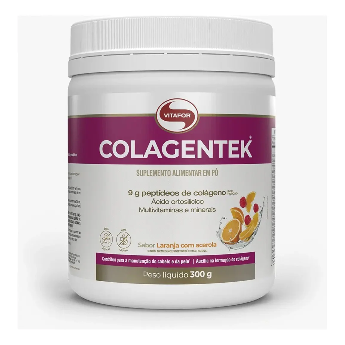 ✨ Colagentek Laranja com Acerola 300g Vitafor