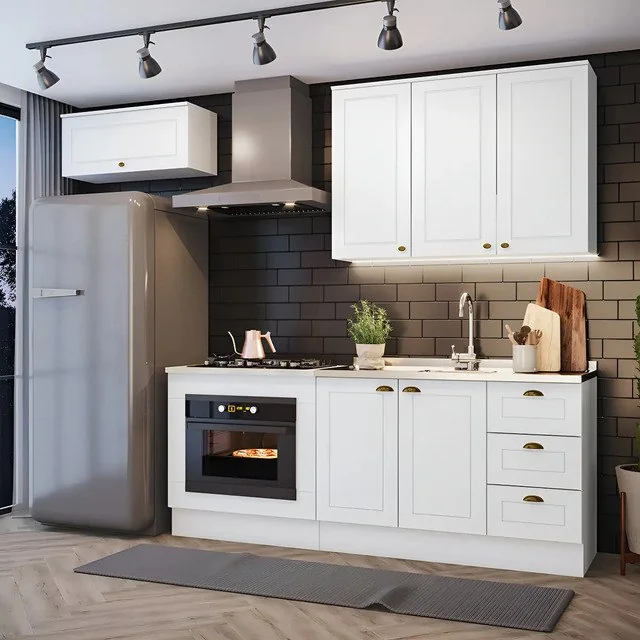 ✨ Cozinha Compacta 04 Peças Com Aéreo Geladeira Amy Cor Branco Hp