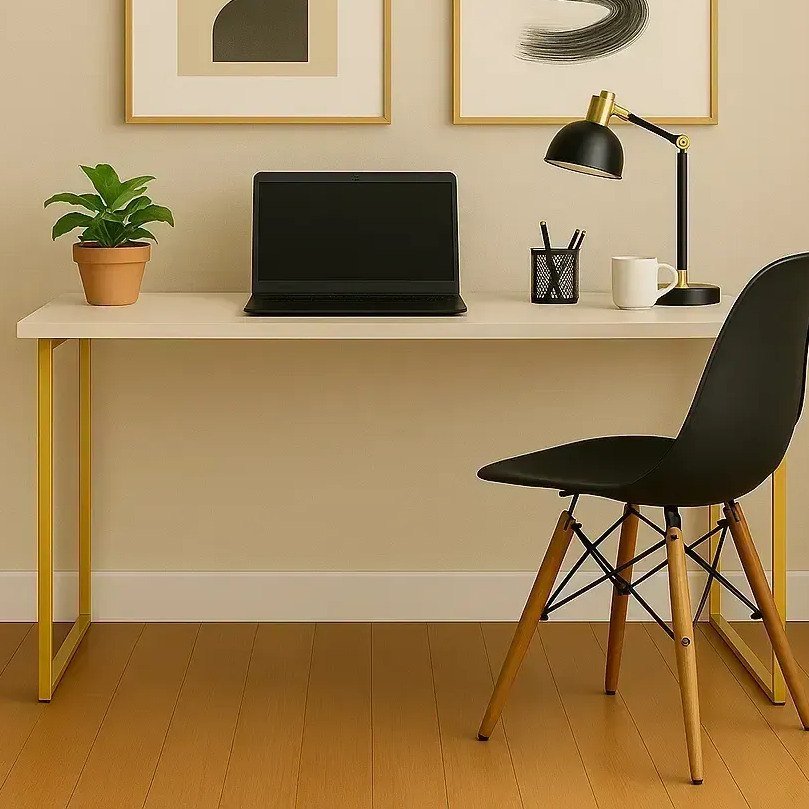 ✨ Escrivaninha Industrial 110cm  Mesa Estudo Aparador Pés Aço