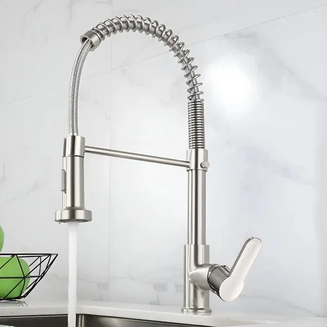✨Torneira Cozinha Gourmet Bancada Flexível Monocomando Misturador Pia Acabamento B22-silvery Cor Prateado