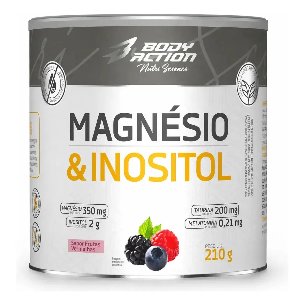 ✨ Magnesio Inositol Bodyaction 210g Frutas Vermelhas