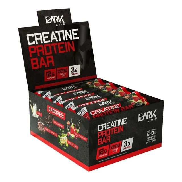 ✨ Creatine Protein Bar 12 Un 45g Dark Lab Sabor Frutas vermelhas