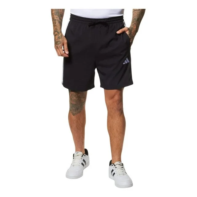 ✨Short Masculino Casual Essential 3 Listras Chelsea adidas Black / White Liso G