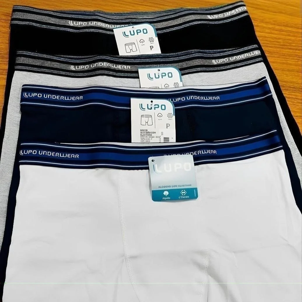 ✨Kit 4 Cuecas Boxer Lupo Algodão Confortável Box Original