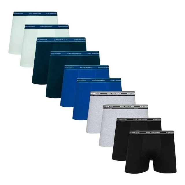 ✨ Kit Com 10 Cuecas Boxer Algodão Adulto Lupo