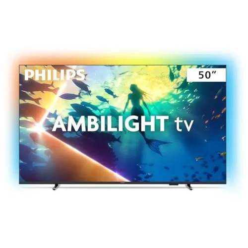 ✨ PHILIPS, Smart TV Ambilight 50" 4K, Titan OS, 50PUG8100/78, Comando de Voz, HDR10+/Dolby Atmos, VRR/ALLM, Bluetooth
