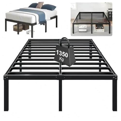 ✨ Estrutura De Cama De Metal, Cama de Solteiro Casal, 1350kg de Capacidade, Sem Necessidade de Mola, Silenciosa, Fácil Montagem (Duplo: 190  136  46cm...