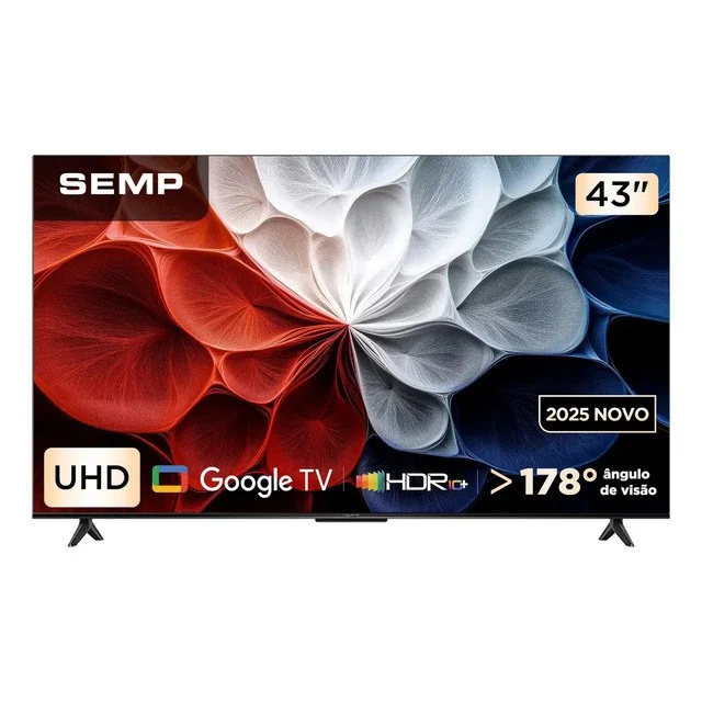 ✨ Smart TV Semp 43 Polegadas LED HVA 4K S62 WiFi Bluetooth Google TV 3 HDMI HDR10+ Dolby Audio 43S62