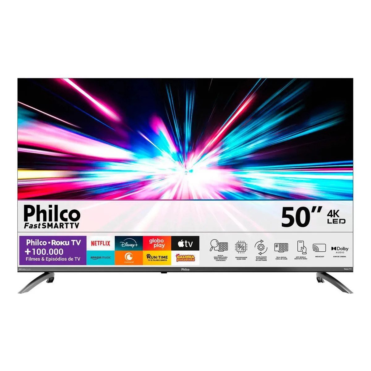 ✨ Smart TV Philco 50" Polegadas 4K UHD Roku TV HDR10 Dolby Audio WiFi P50CRB