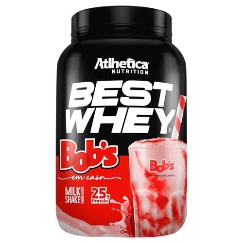 ✨ Atlhetica Nutrition Best Whey Bobs Milk Shake Morango, Proteína em Pó, 25g Proteína, 900g