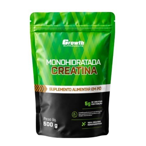 ✨ Growth Supplements - Creatina 500g Pouch Treino Musculação Dieta Alta Performance - Growth Supplements