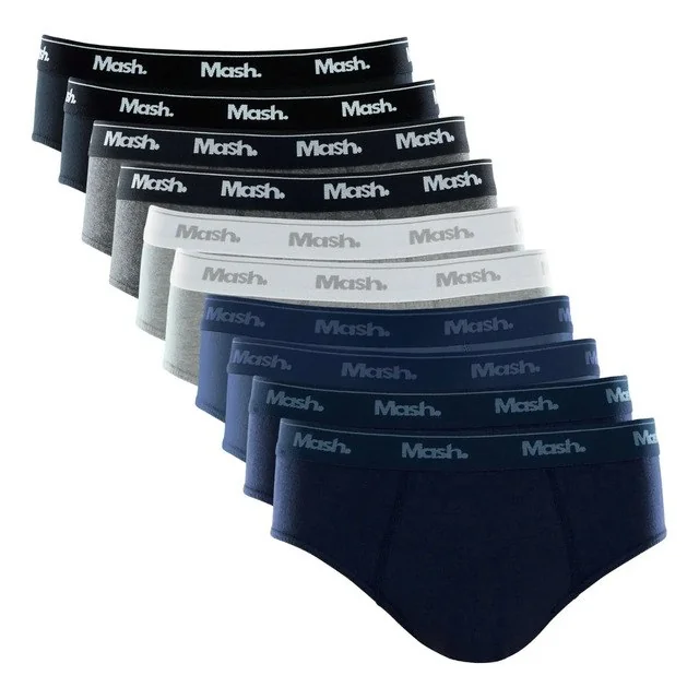 ✨ Kit Com 10 Cuecas Slip Mash Básica Masculina Algodão