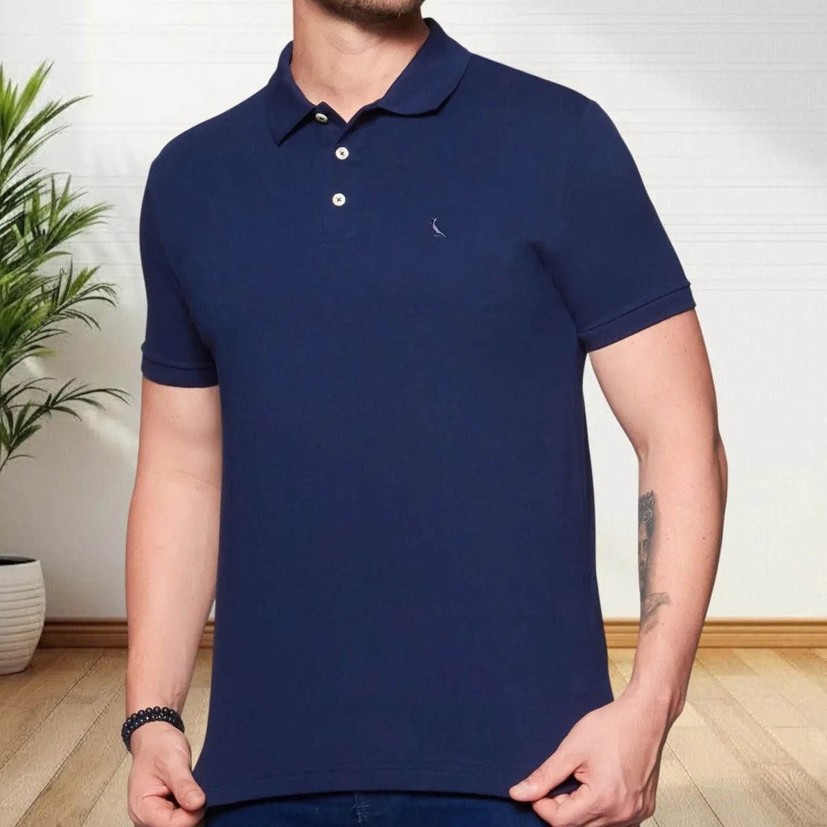 ✨ Polo Piquet Classica Reserva Masculina Marinho N/a Gg Liso