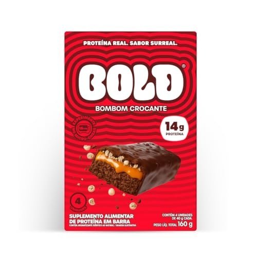 ✨ Bold Barra de Proteina Bombom Crocante 14g Kit com 4 Unidades
