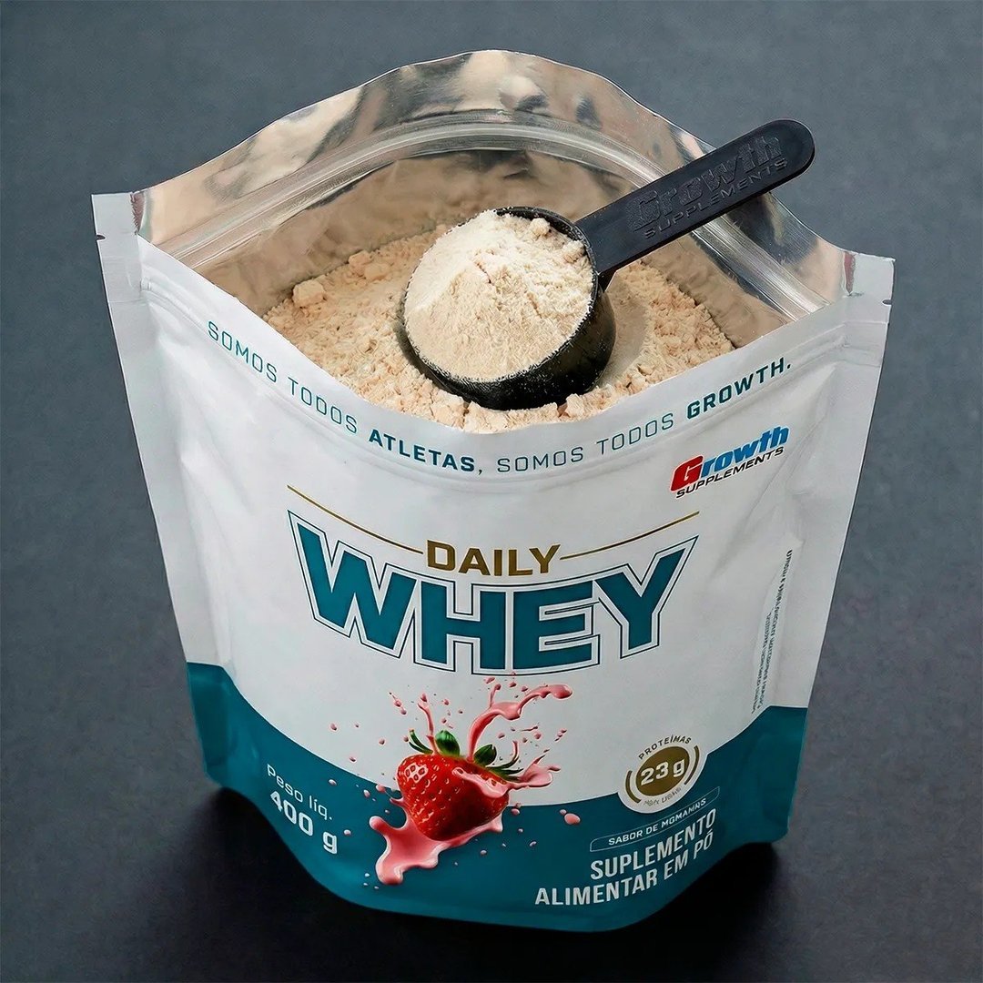 ✨ Daily Whey Protein 400g Growth Supplements Morango