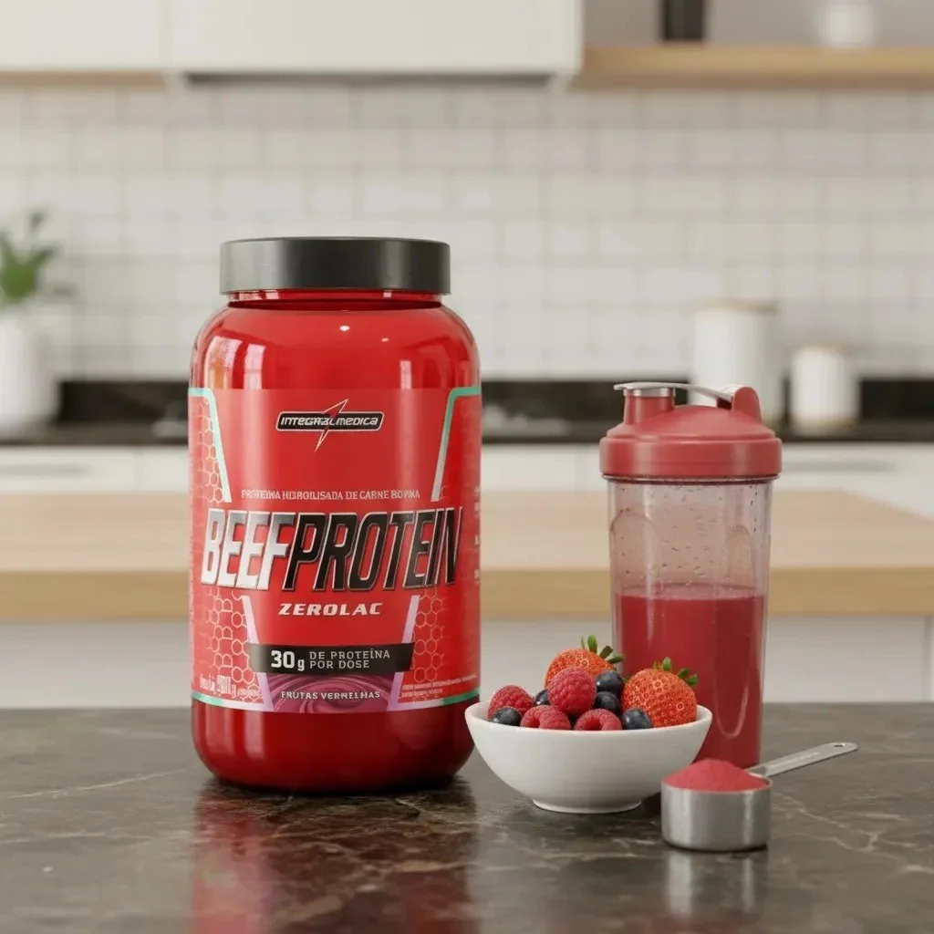✨ Suplemento Proteico + Integralmédica + Beef Protein + Zero Lactose E Sem Glúten + 900g Frutas Vermelhas Frutas Vermelhas