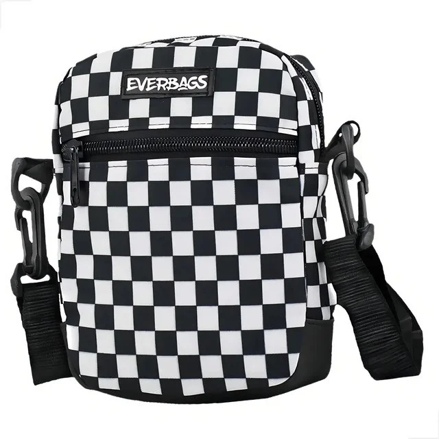 ✨ Shoulder Bag Bolsa Necessaire Pochete Everbags Xadrez Estilo Xadrez Preto/branco