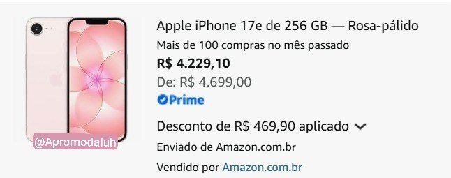 ✨ Apple iPhone 17e de 256 GB — Rosa-pálido