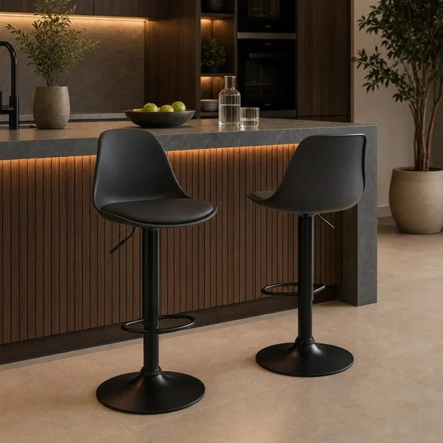 ✨Banqueta Bistro Cozinha Alta Encosto Giratória Kit 02 Unid