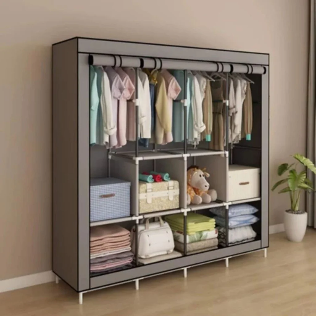 ✨Guarda Roupa Grande Arara Dobrável Com Capa Tecido 4 Divisorias Roupeiro Organizador Roupa Armário