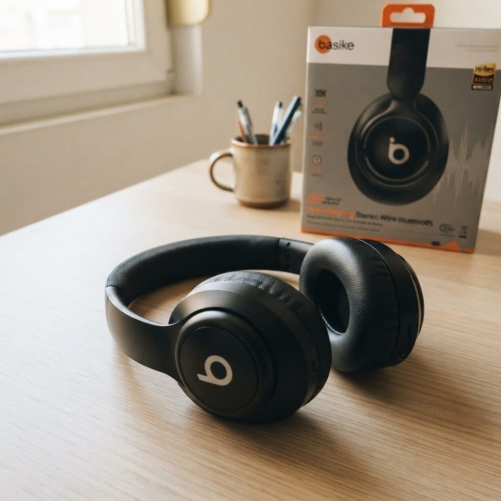 ✨ Fone de Ouvido Bluetooth Basike com Cancelamento de Ruído e Microfone para Chamadas – Bateria de 30 Horas