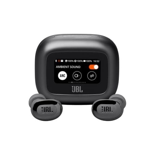 ✨ JBL, Fone de Ouvido Bluetooth, Live Buds 3, Intra Auricular, Sem Fio, Com Tela de 1.45", Cancelamento de Ruído, Resistente À Água e Poeira - Preto
