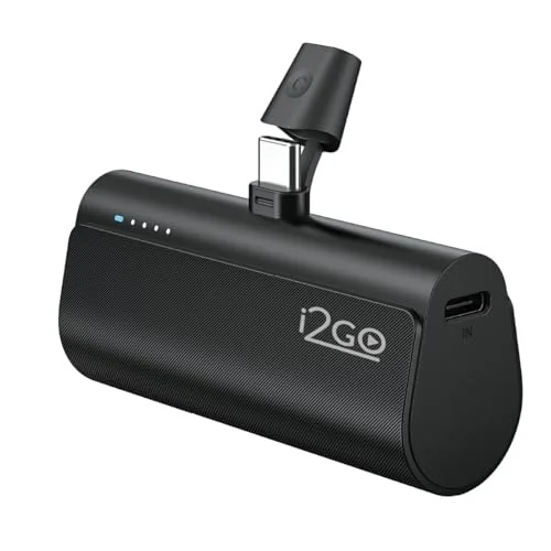 ✨ I2GO, Carregador Portátil (Power Bank), Pocket, 5000mAh, Não Necessita Cabos, Modelo USB-C