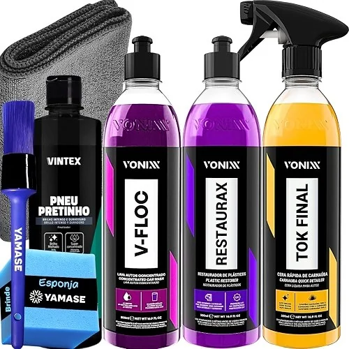 ✨ Kit Shampoo V-Floc Cera Tok Final Pneu Pretinho Restaurax Vonixx