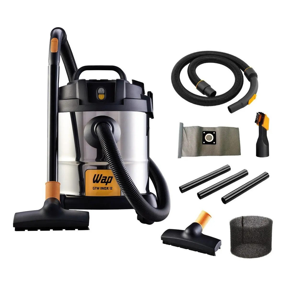 ✨ Aspirador De Pó E Água Wap Gtw Inox 12 1400w 127v Q11 Aço Inoxidável/preto/amar